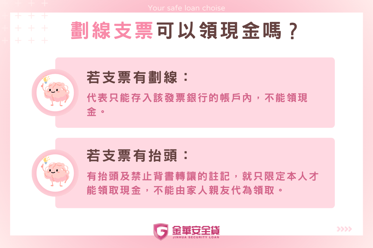 劃線支票可以領現金嗎？